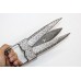 Dagger tiger scissor knife damascus Steel Blade silver wire work sheath A 84